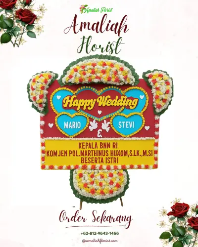 Karangan Papan Bunga Pernikahan di Cikembar